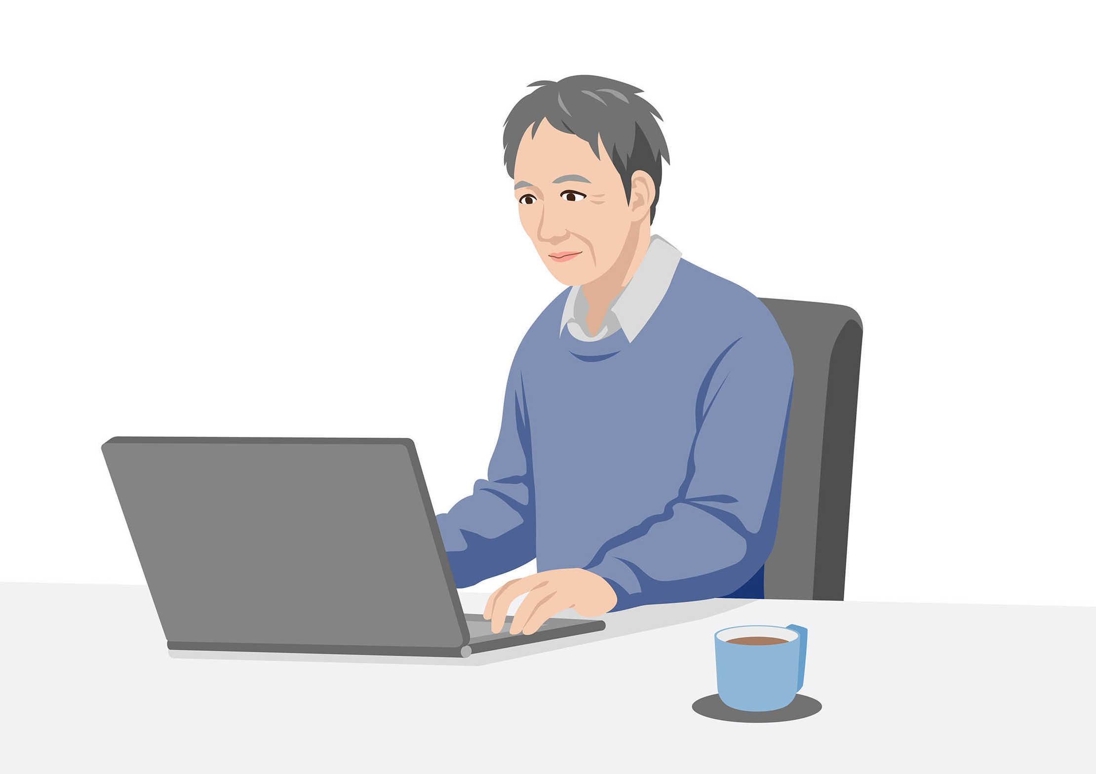 イラスト:PCを見ている男性
