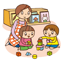 お母さんと子供が遊ぶイラスト