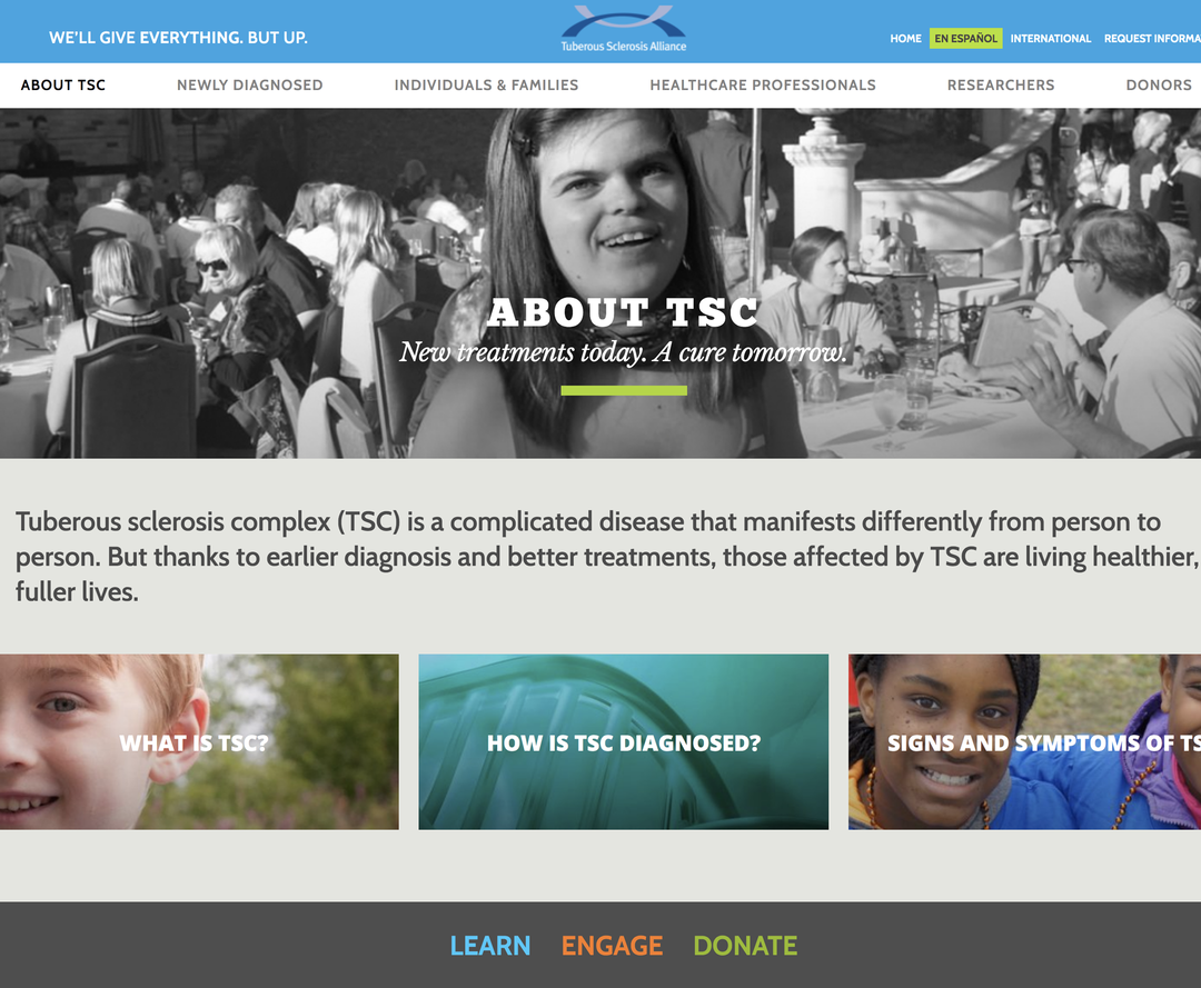 Tuberous Sclerosis Allianceのサイトの画像