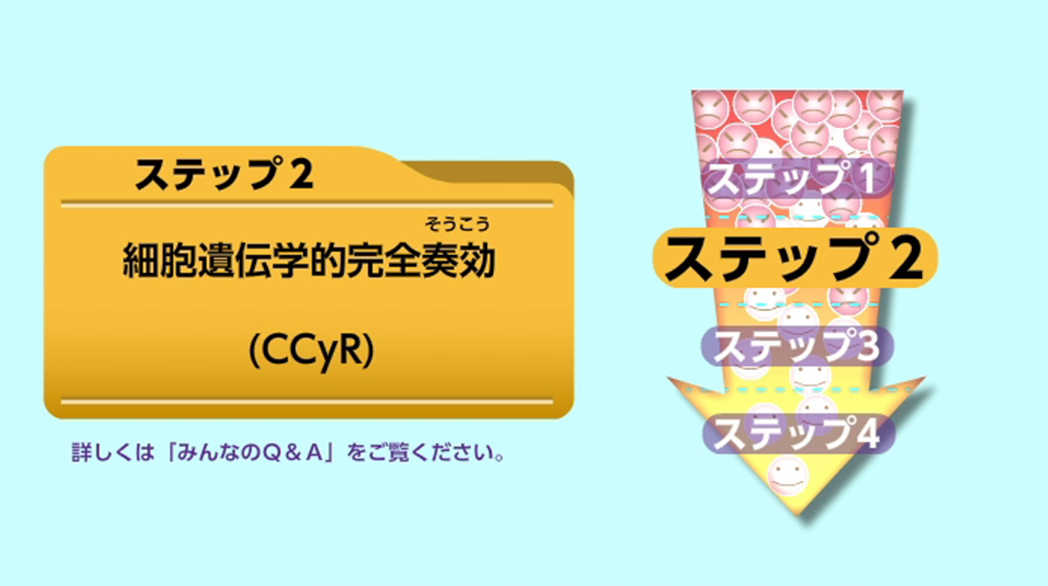 ステップ2 細胞遺伝学的完全奏効（CCyR）のイメージ