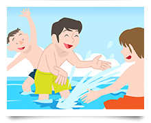 友人と海で遊ぶイメージ