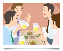大学時代の友人と会食するイメージ
