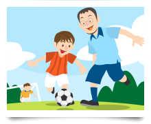 子どもとサッカーをするイメージ