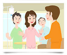 共通する病気の仲間と話すイメージ