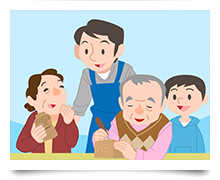 地域のコミュニティスペースでスタッフとして働くイメージ