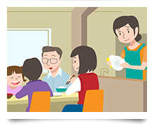 家族そろって食事ができないイメージ