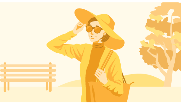 イラスト:日差し対策をしている女性