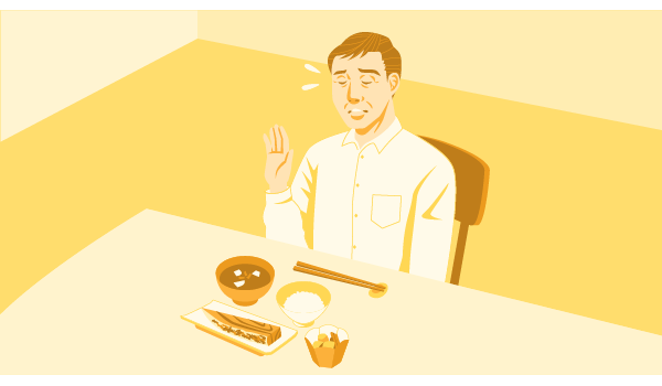 イラスト:食事が摂れない男性