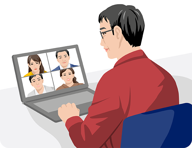 イラスト：オンラインで患者会に参加するAさん