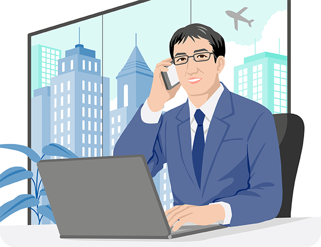 イラスト：仕事をしているAさん