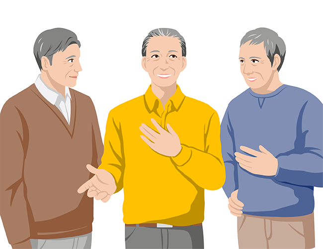 挿絵：人と談笑しているNさん