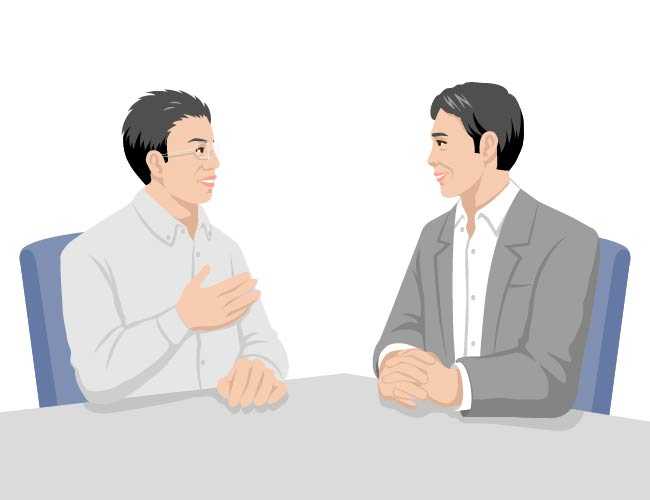 イラスト：医師と会話する男性